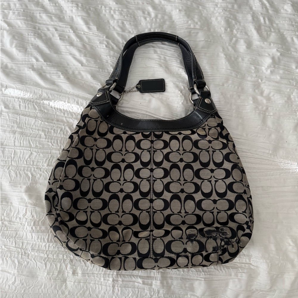 Coach Black and grey Signature Shoulder Hobo - Picture 2 of 9